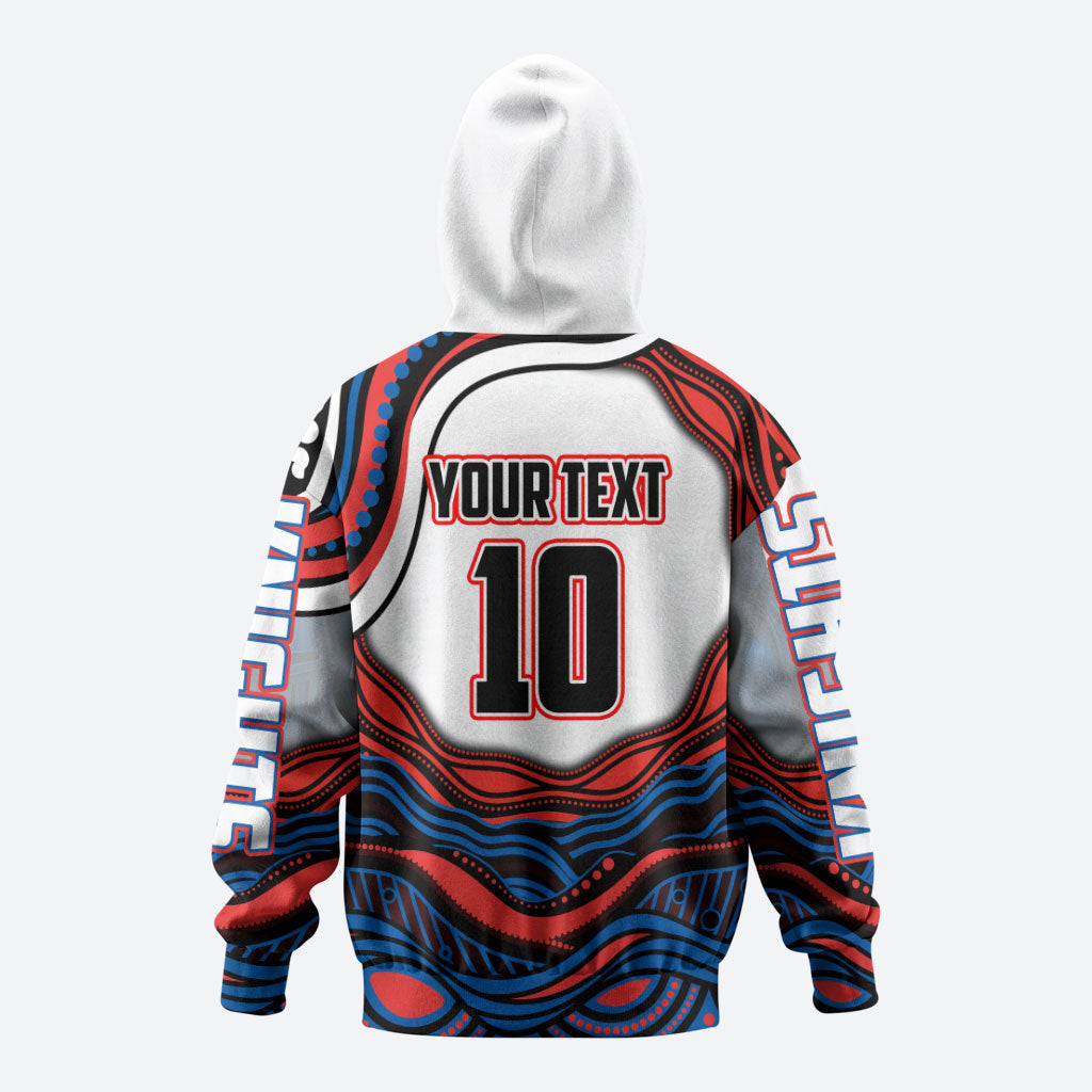 Personalized Newcastle Knights Zip Hoodie Aboriginal Dot Art - Dreamtime Rugby Mascot