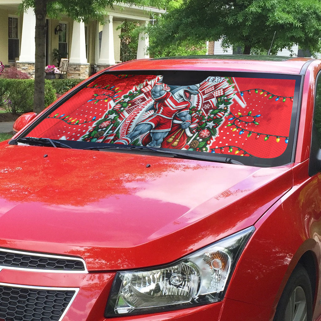 Personalized Dolphins Rugby Christmas Auto Sun Shade Holiday Mascot Graphic Art Festive Lights Bow