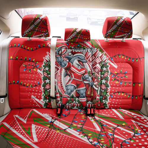 Personalized Dolphins Rugby Christmas Back Car Seat Cover Holiday Mascot Graphic Art Festive Lights Bow