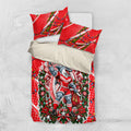 Personalized Dolphins Rugby Christmas Bedding Set Holiday Mascot Graphic Art Festive Lights Bow