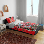 Personalized Dolphins Rugby Christmas Bedding Set Holiday Mascot Graphic Art Festive Lights Bow