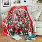 Personalized Dolphins Rugby Christmas Blanket Holiday Mascot Graphic Art Festive Lights Bow