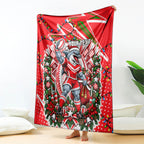 Personalized Dolphins Rugby Christmas Blanket Holiday Mascot Graphic Art Festive Lights Bow