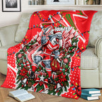 Personalized Dolphins Rugby Christmas Blanket Holiday Mascot Graphic Art Festive Lights Bow