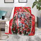 Personalized Dolphins Rugby Christmas Blanket Holiday Mascot Graphic Art Festive Lights Bow