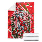 Personalized Dolphins Rugby Christmas Blanket Holiday Mascot Graphic Art Festive Lights Bow