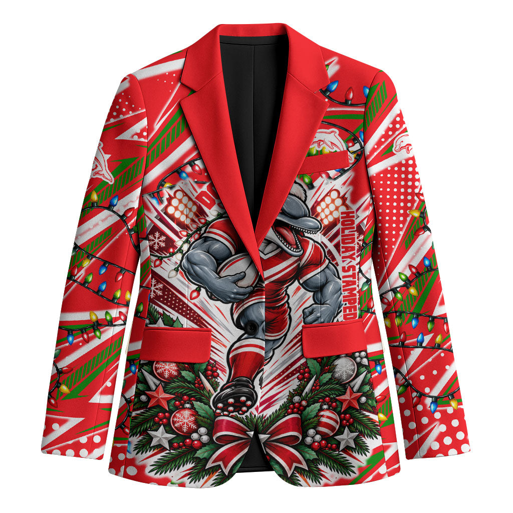 Personalized Dolphins Rugby Christmas Blazer Holiday Mascot Graphic Art Festive Lights Bow