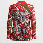 Personalized Dolphins Rugby Christmas Blazer Holiday Mascot Graphic Art Festive Lights Bow