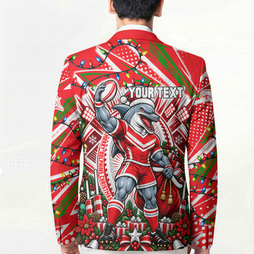 Personalized Dolphins Rugby Christmas Blazer Holiday Mascot Graphic Art Festive Lights Bow