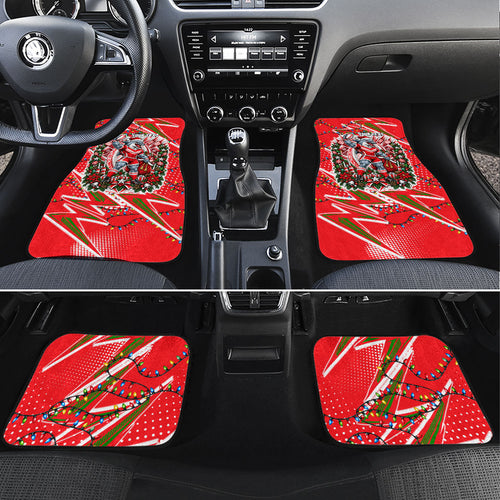 Personalized Dolphins Rugby Christmas Car Mats Holiday Mascot Graphic Art Festive Lights Bow