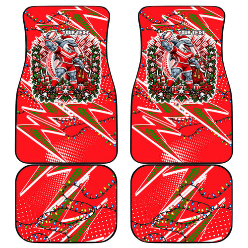 Personalized Dolphins Rugby Christmas Car Mats Holiday Mascot Graphic Art Festive Lights Bow
