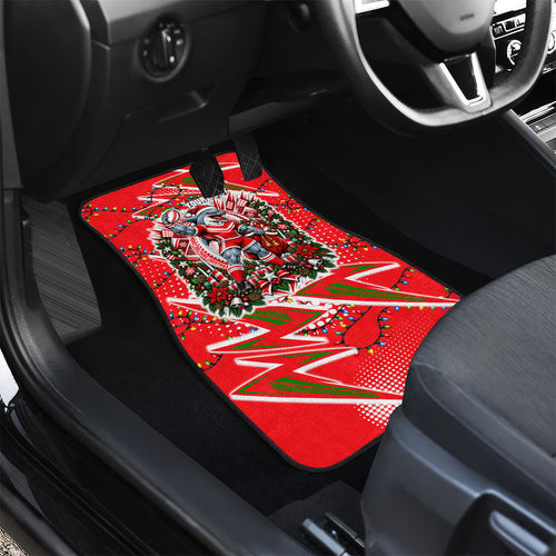 Personalized Dolphins Rugby Christmas Car Mats Holiday Mascot Graphic Art Festive Lights Bow