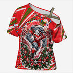 Personalized Dolphins Rugby Christmas Cross Shoulder Shirt Holiday Mascot Graphic Art Festive Lights Bow