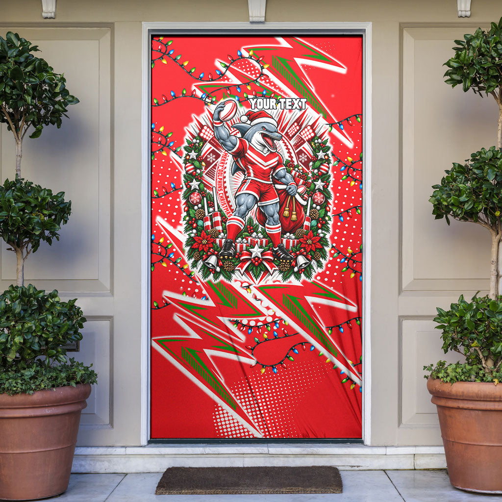 Personalized Dolphins Rugby Christmas Door Cover Holiday Mascot Graphic Art Festive Lights Bow