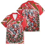 Personalized Dolphins Rugby Christmas Family Matching Off Shoulder Maxi Dress and Hawaiian Shirt Holiday Mascot Graphic Art Festive Lights Bow