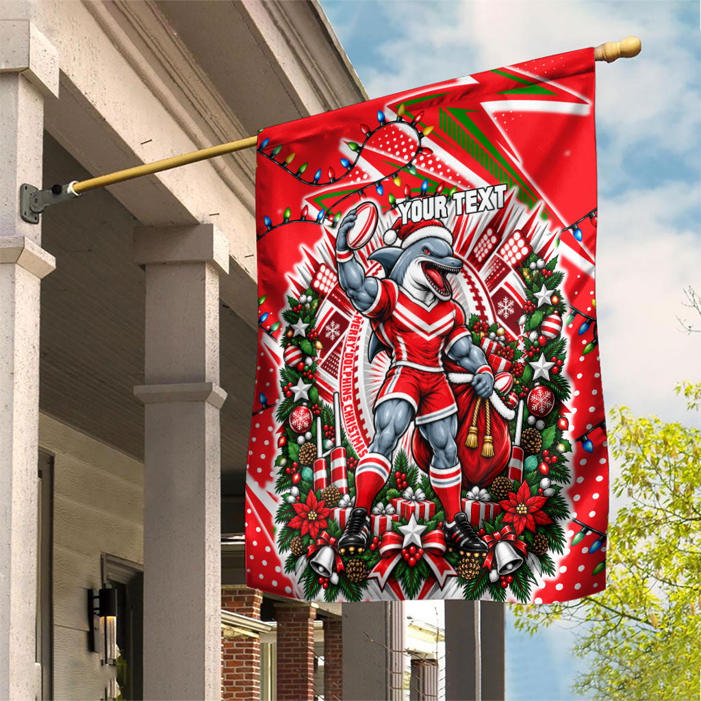Personalized Dolphins Rugby Christmas Garden Flag Holiday Mascot Graphic Art Festive Lights Bow