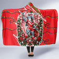 Personalized Dolphins Rugby Christmas Hooded Blanket Holiday Mascot Graphic Art Festive Lights Bow