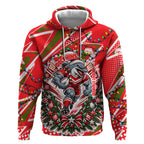 Personalized Dolphins Rugby Christmas Hoodie Holiday Mascot Graphic Art Festive Lights Bow