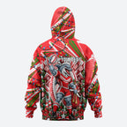 Personalized Dolphins Rugby Christmas Hoodie Holiday Mascot Graphic Art Festive Lights Bow