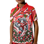 Personalized Dolphins Rugby Christmas Kid Polo Shirt Holiday Mascot Graphic Art Festive Lights Bow