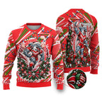 Personalized Dolphins Rugby Christmas Ugly Christmas Sweater Holiday Mascot Graphic Art Festive Lights Bow