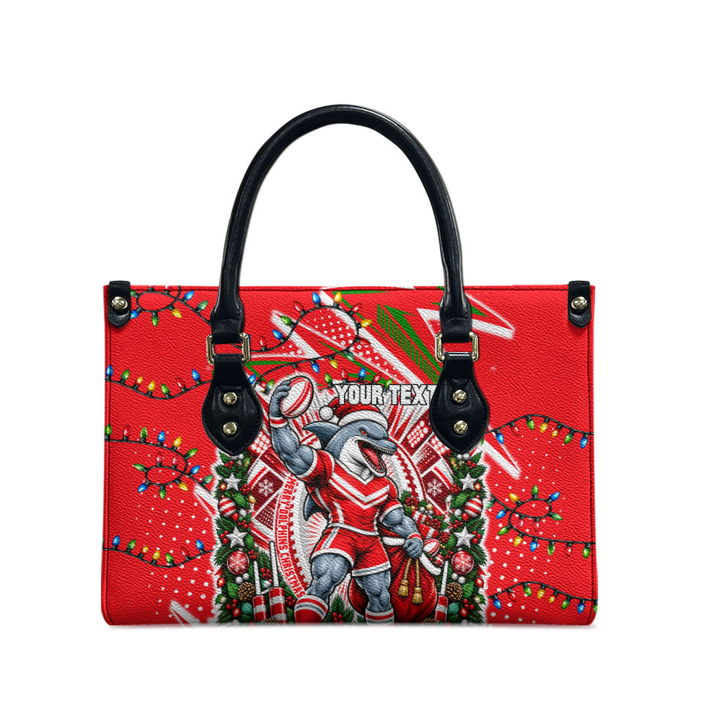 Personalized Dolphins Rugby Christmas Leather Bag Holiday Mascot Graphic Art Festive Lights Bow