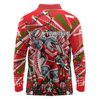 Personalized Dolphins Rugby Christmas Long Sleeve Polo Shirt Holiday Mascot Graphic Art Festive Lights Bow