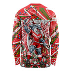 Personalized Dolphins Rugby Christmas Long Sleeve Shirt Holiday Mascot Graphic Art Festive Lights Bow