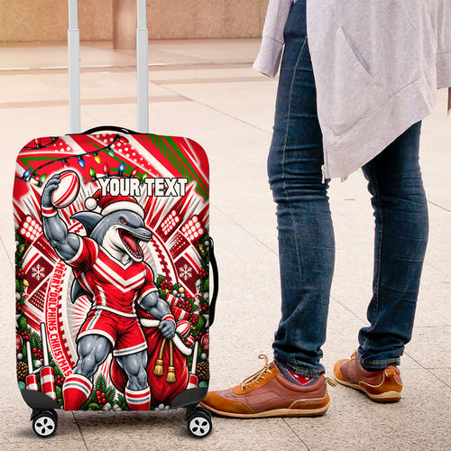 Personalized Dolphins Rugby Christmas Luggage Cover Holiday Mascot Graphic Art Festive Lights Bow