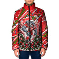Personalized Dolphins Rugby Christmas Padded Jacket Holiday Mascot Graphic Art Festive Lights Bow