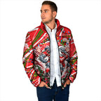 Personalized Dolphins Rugby Christmas Padded Jacket Holiday Mascot Graphic Art Festive Lights Bow
