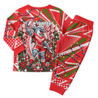 Personalized Dolphins Rugby Christmas Pajama Set Holiday Mascot Graphic Art Festive Lights Bow