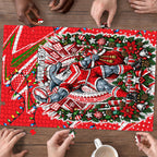 Personalized Dolphins Rugby Christmas Puzzle Holiday Mascot Graphic Art Festive Lights Bow