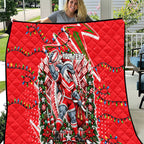 Personalized Dolphins Rugby Christmas Quilt Holiday Mascot Graphic Art Festive Lights Bow