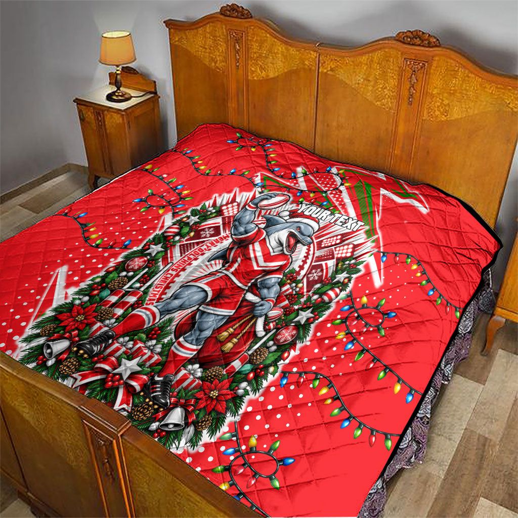 Personalized Dolphins Rugby Christmas Quilt Holiday Mascot Graphic Art Festive Lights Bow