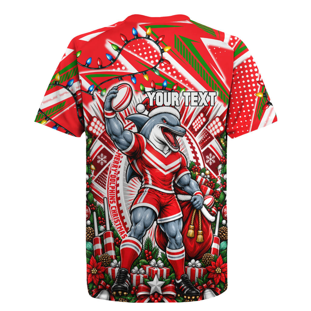 Personalized Dolphins Rugby Christmas Rugby Jersey Holiday Mascot Graphic Art Festive Lights Bow