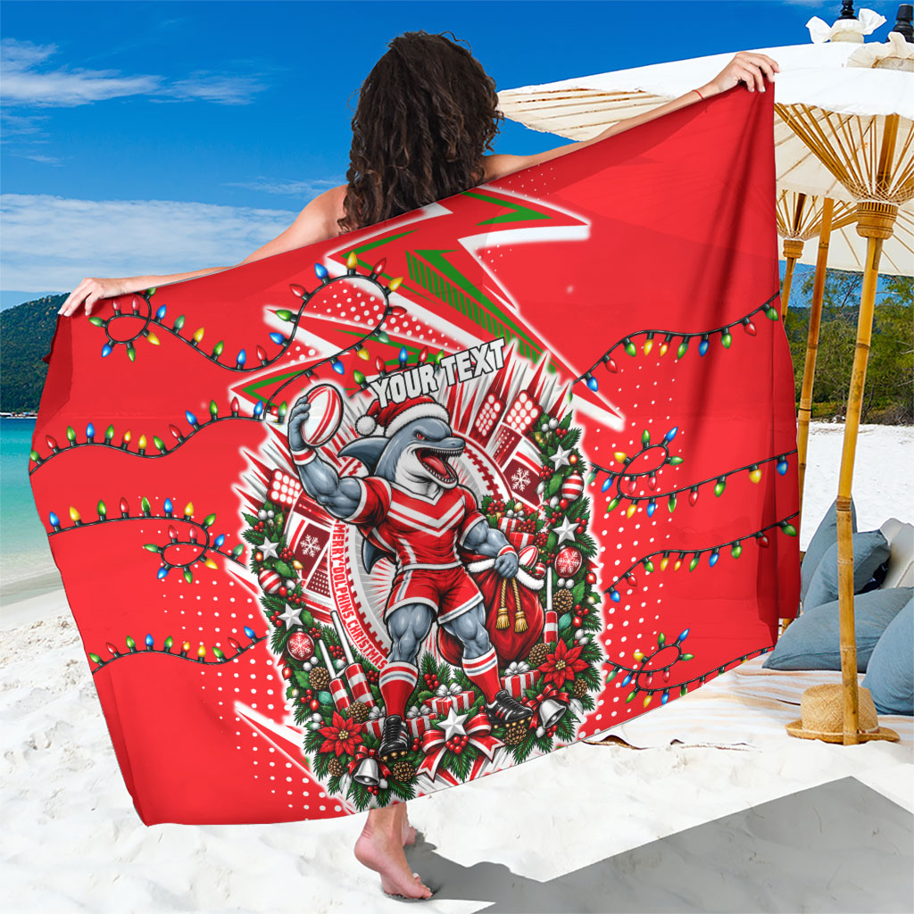 Personalized Dolphins Rugby Christmas Sarong Holiday Mascot Graphic Art Festive Lights Bow