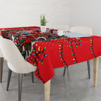Personalized Dolphins Rugby Christmas Tablecloth Holiday Mascot Graphic Art Festive Lights Bow