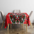 Personalized Dolphins Rugby Christmas Tablecloth Holiday Mascot Graphic Art Festive Lights Bow