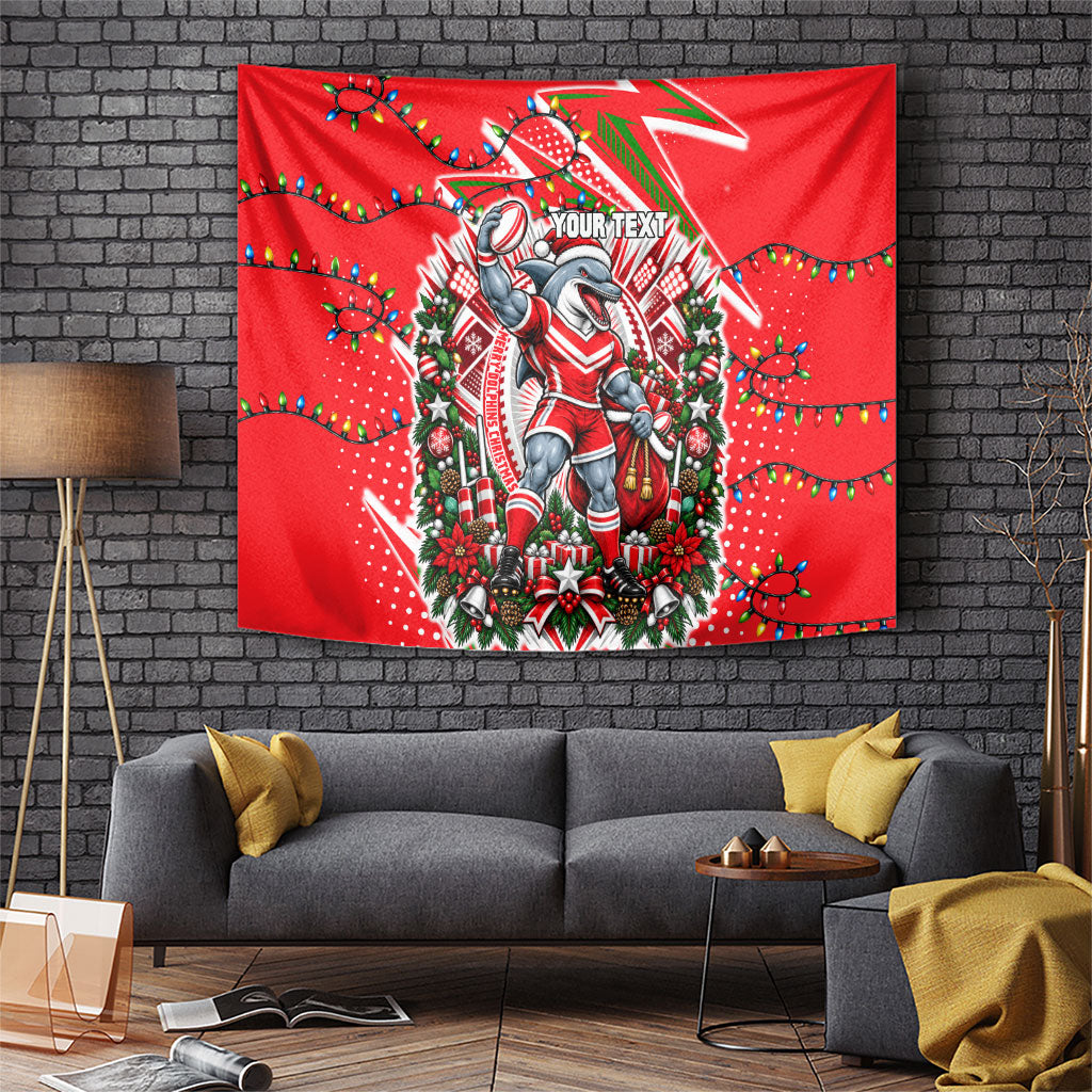 Personalized Dolphins Rugby Christmas Tapestry Holiday Mascot Graphic Art Festive Lights Bow