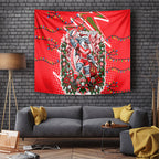 Personalized Dolphins Rugby Christmas Tapestry Holiday Mascot Graphic Art Festive Lights Bow