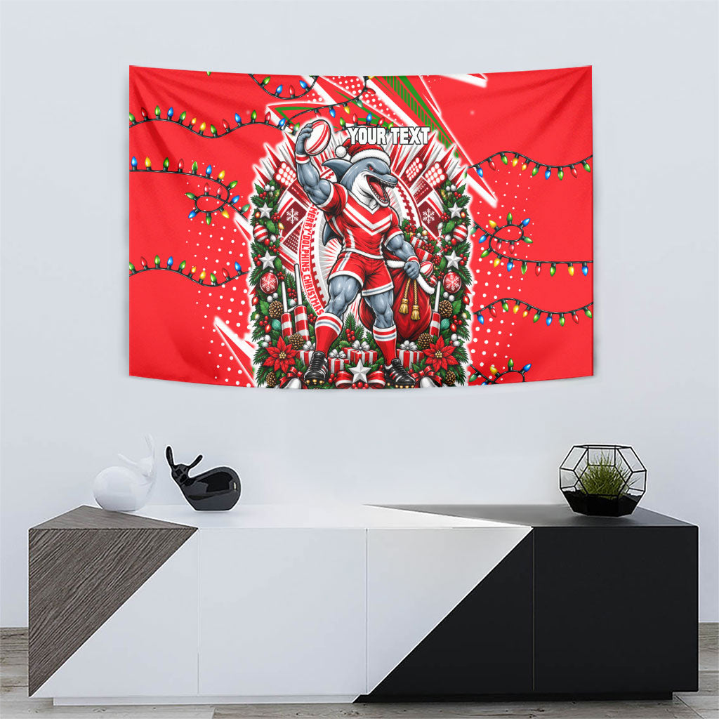 Personalized Dolphins Rugby Christmas Tapestry Holiday Mascot Graphic Art Festive Lights Bow