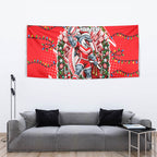 Personalized Dolphins Rugby Christmas Tapestry Holiday Mascot Graphic Art Festive Lights Bow