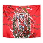 Personalized Dolphins Rugby Christmas Tapestry Holiday Mascot Graphic Art Festive Lights Bow