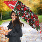 Personalized Dolphins Rugby Christmas Umbrella Holiday Mascot Graphic Art Festive Lights Bow