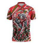 Personalized Dolphins Rugby Christmas Zipper Polo Shirt Holiday Mascot Graphic Art Festive Lights Bow