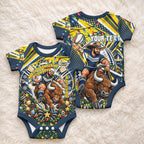 Personalized North Queensland Cowboys Rugby Christmas Baby Onesie Holiday Mascot Graphic Art Festive Lights Bow