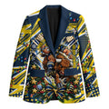 Personalized North Queensland Cowboys Rugby Christmas Blazer Holiday Mascot Graphic Art Festive Lights Bow