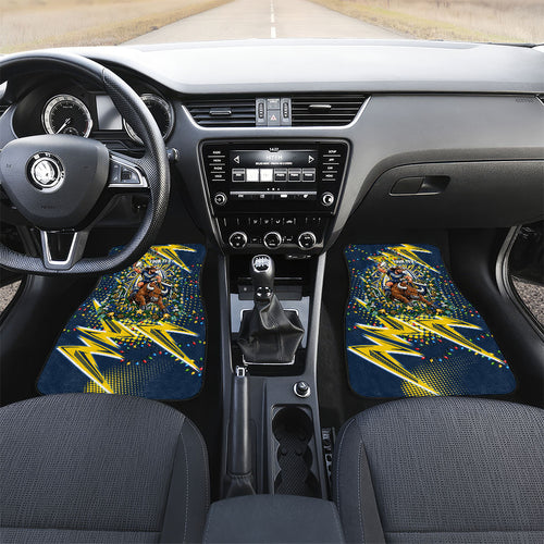 Personalized North Queensland Cowboys Rugby Christmas Car Mats Holiday Mascot Graphic Art Festive Lights Bow