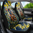 Personalized North Queensland Cowboys Rugby Christmas Car Seat Cover Holiday Mascot Graphic Art Festive Lights Bow